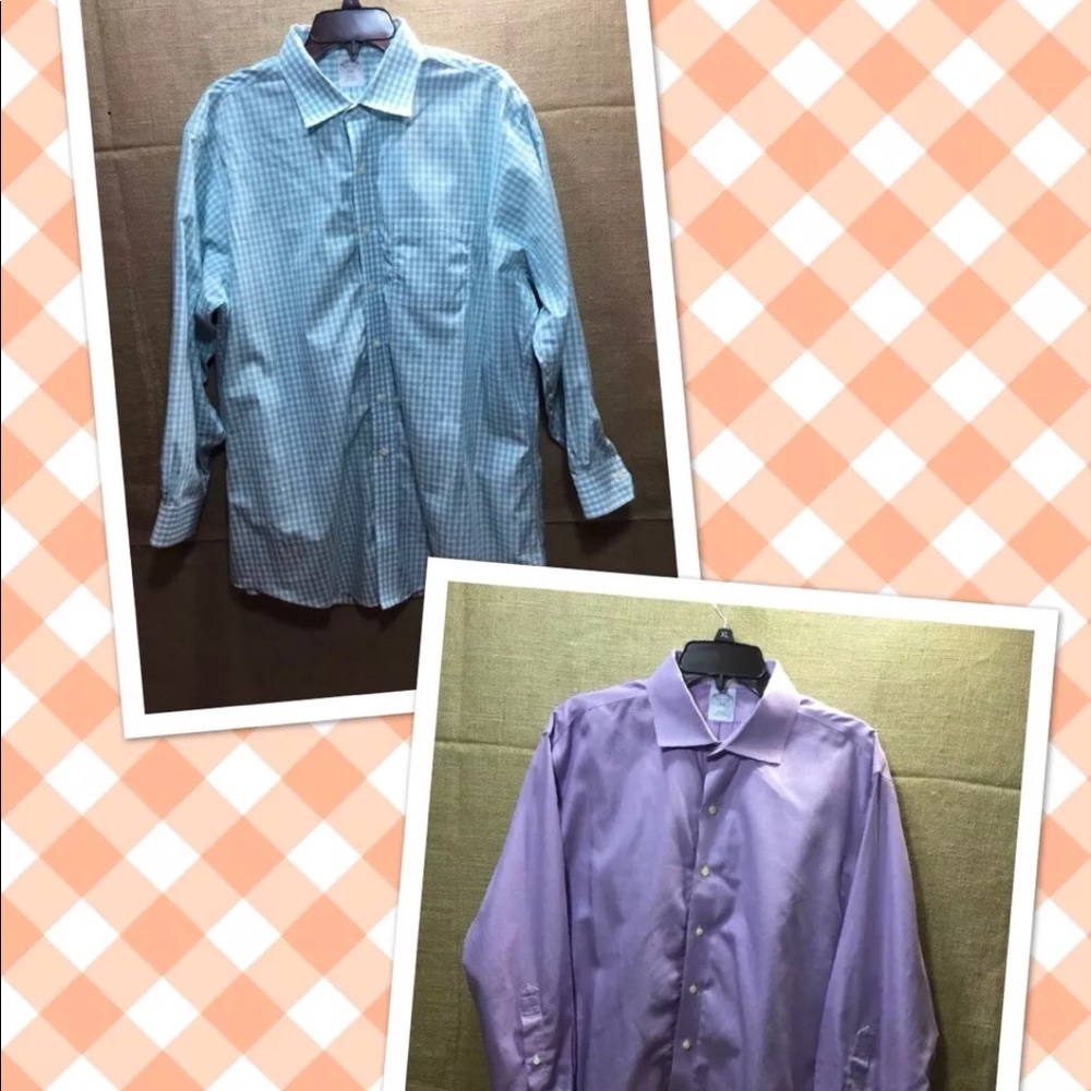 2 Brooks Brothers Slim Fit Non Iron Shirt 17.5-2/3